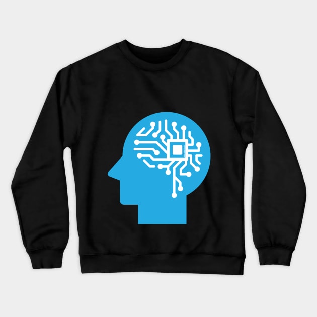 Geek Mind Fusion Circuit Head Crewneck Sweatshirt by GeekMindFusion